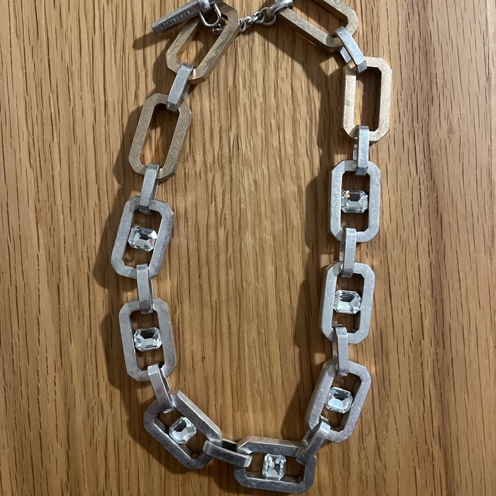 All Saints Estela Dark Hematite Hexagon Necklace